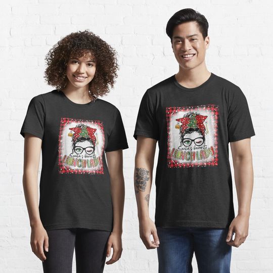 Discover Bleached Santas Favorite Lunch Lady Messy Bun Christmas Xmas T-Shirt Essential T-Shirt