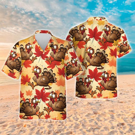 Discover Funny Turkey Thanksgiving Hawaiian Shirts, Turkey Maple