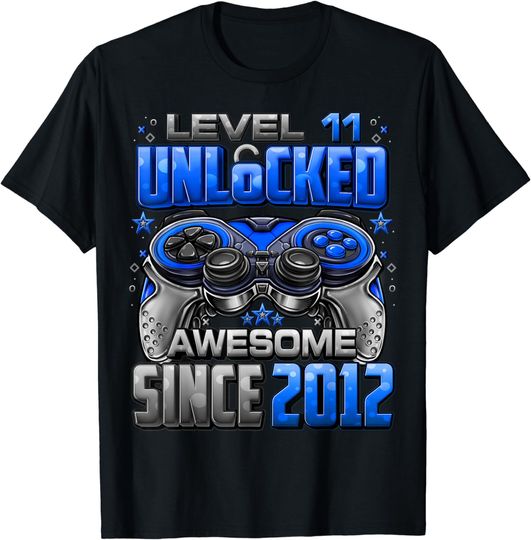 Discover Level 11 Unlocked Awesome Since 2012 11th Birthday Gaming T-Shirt