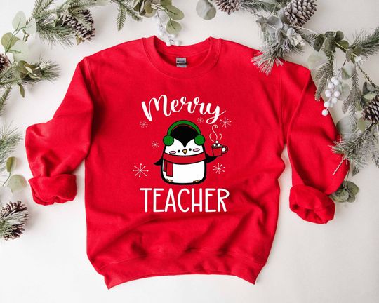 Discover Merry Christmas Teacher Sweatshirt, Christmas Gift For Teacher, Teaching