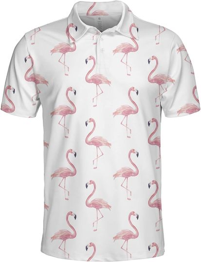 Discover Watercolor Exotic Flamingo Polo Shirt
