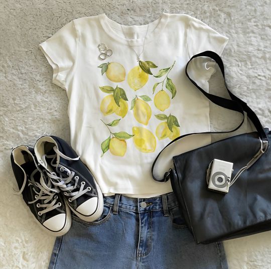 Discover Vintage Graphic Lemon Baby Tee