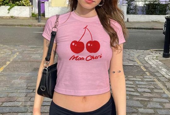Discover Y2K 90s Vintage Cherry Baby Tee