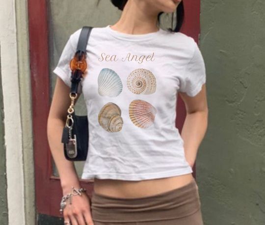 Discover Seashell Baby Tee Sea Angel Shirt Aesthetic Summer Baby Tee