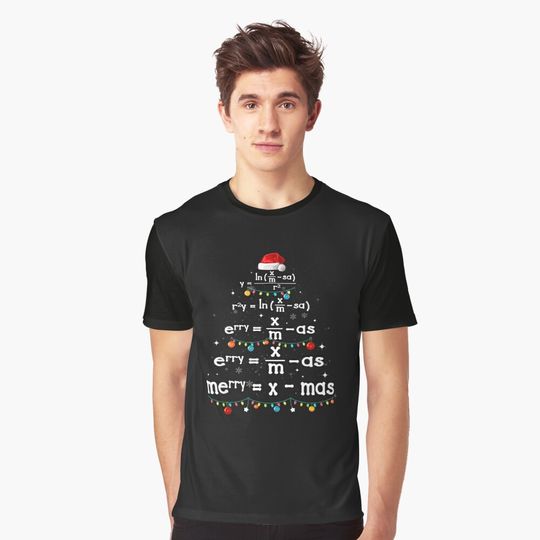 Discover Math Teacher At Christmas Math Merry Xmas Tree Celebration Graphic T-Shirt