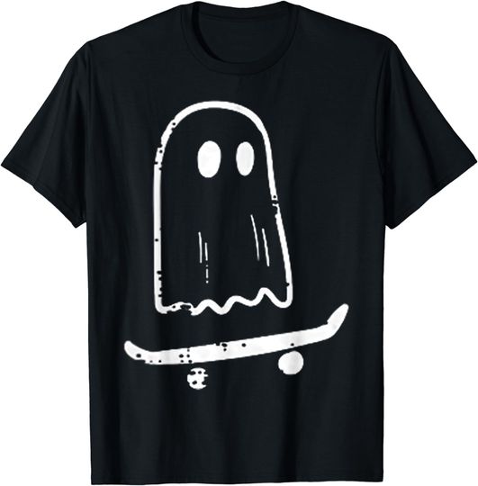 Discover Ghost Skateboard Lazy Halloween Costume Funny Skateboarding T-Shirt
