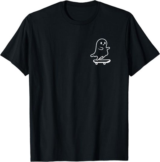 Discover Ghost Skateboard Lazy Halloween Costume Funny Skateboarding T-Shirt