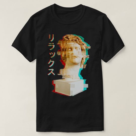 Discover Vaporwave Greek Statue Helios with Aesthetic Glitc T-Shirt