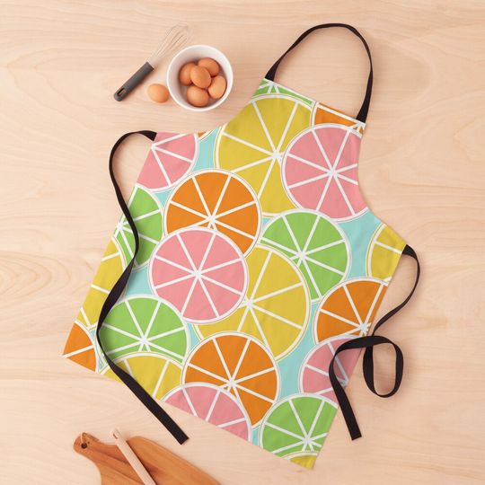 Discover Blue Citrus Circus Kitchen Apron
