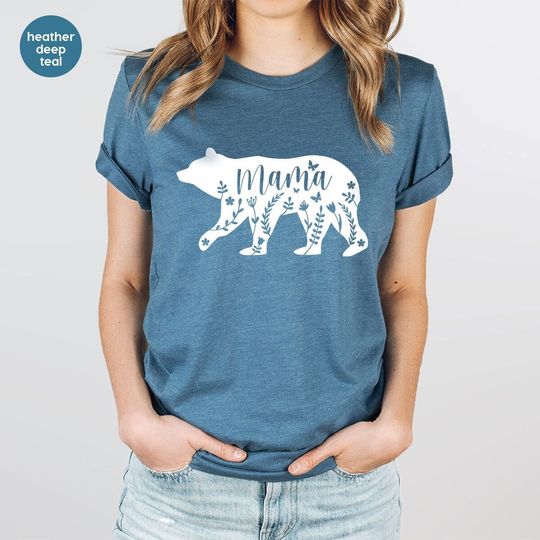 Discover Floral Mama Bear T-Shirt for Moms