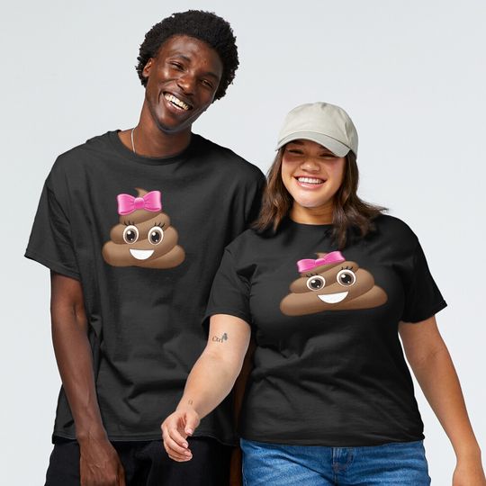 Discover Cute Poop With Pink Bow Emoji T-Shirt