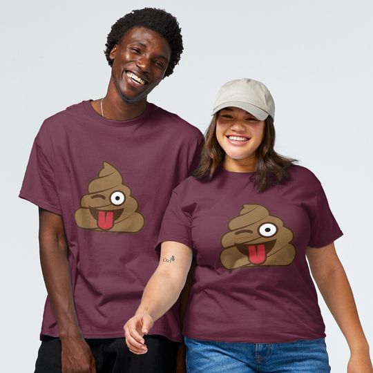 Discover Poop Tongue Out Wink Emoji T-Shirt