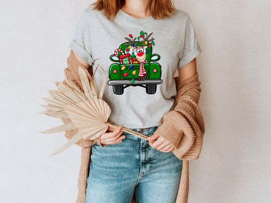 Discover Christmas Truck Shirt, Christmas Reindeer Truck T-shirt