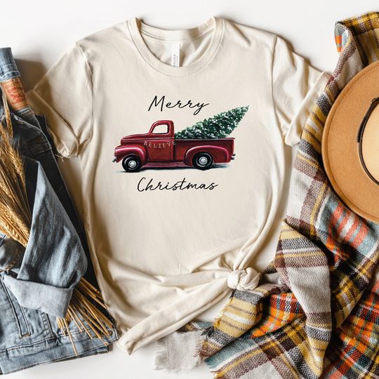 Discover Christmas T-shirt, Merry Christmas Tree Truck Tee, Seasonal Shirt