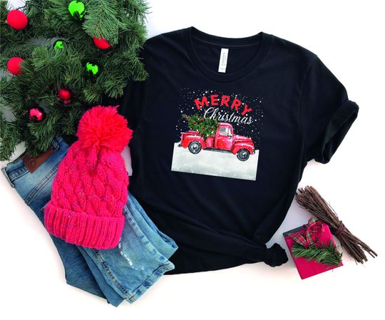 Discover Merry Christmas Red Truck Shirt, Christmas Truck Shirt