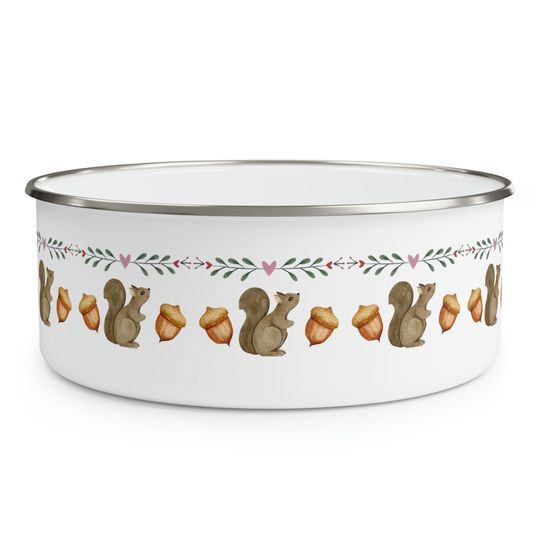 Discover Squirrel and Acorns Stainless Steel Enamel Bowl