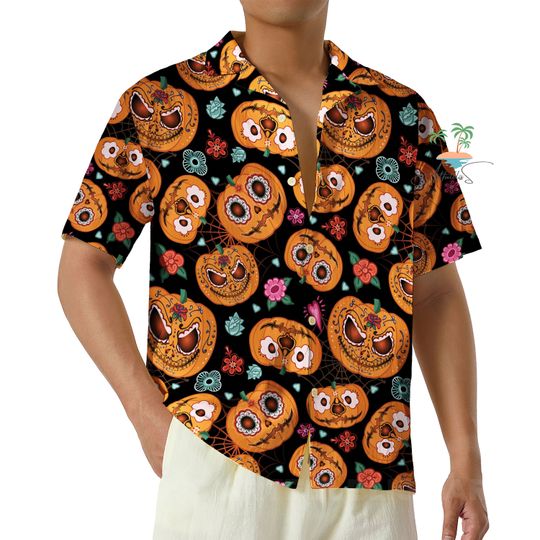 Discover Day of the Dead Pumpkin Halloween Hawaiian Shirt