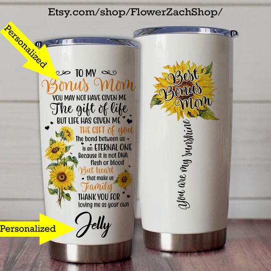 Discover To my bonus mom,gift from bride,future mother in law,mother in law gift,custom tumbler,  birthday gift
