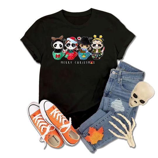 Discover Horror Movie Merry Christmas Chibi Characters Cute, Horror Movie Characters Tshirt