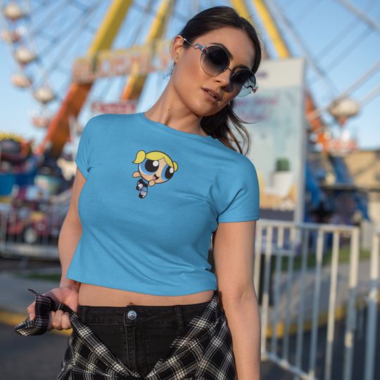 Discover Powerpuff Girls Bubbles Womens Crop Tops Shir