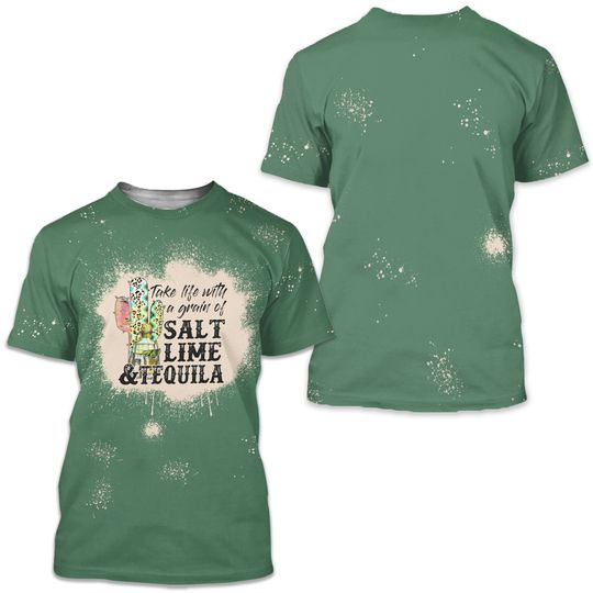 Discover Bleached Tee-Take Life With a Grain of Salt Lime and Tequila