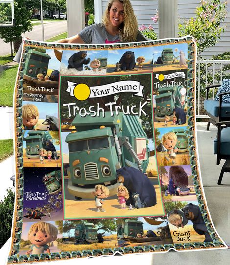 Discover Personalized Trash Truck Fleece Blanket