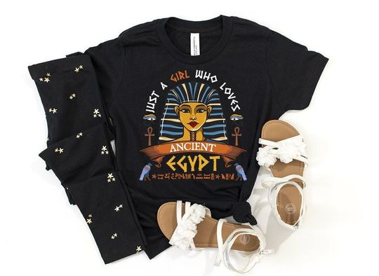 Discover Just a Girl Who Loves Ancient Egypt Shirt Kids Egyptian Shirts Tut Pharaoh Hieroglyphics