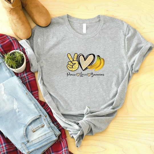 Discover Peace Love Bananas Shirt, Banana Lovers Shirt, Banana Shirt, Fruit Shirt, Peace Shirt