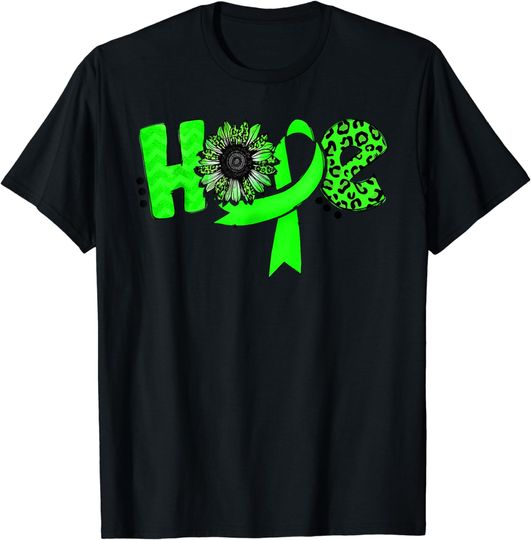 Discover Hope Green Ribbon Leopard Sunflower Liver Cancer Awareness T-Shirt