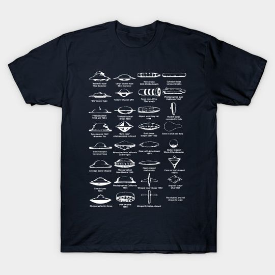 Discover UFO Types Chart White - Ufo - T-Shirt