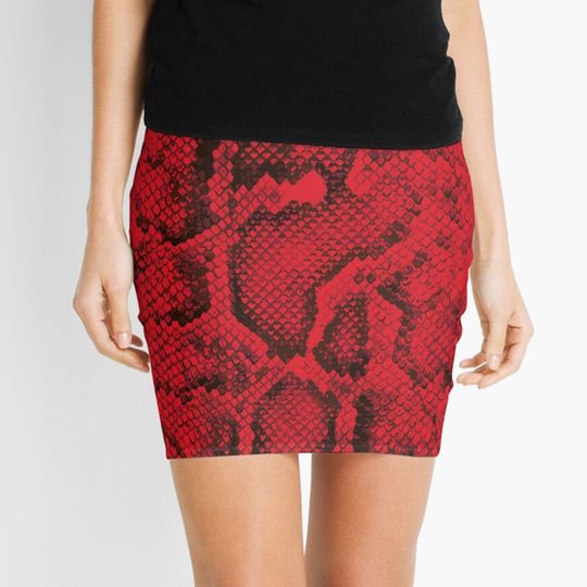 Discover Red Snake Skin Mini Skirt