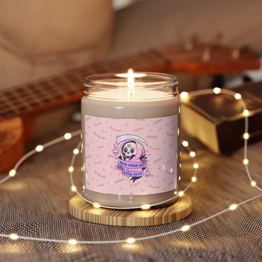 Discover Dead Inside But Cute Scented Soy Candle, Halloween Candle, Gift For Her, Halloween Candle