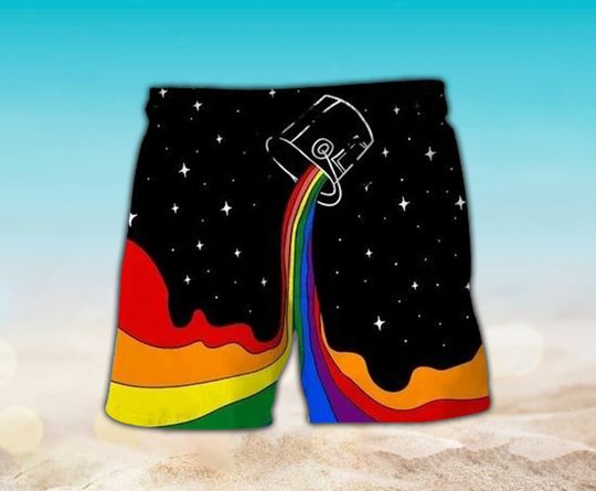 Discover Tropical Summer Beach Shorts Gift For Men, Firefighter Swim Shorts