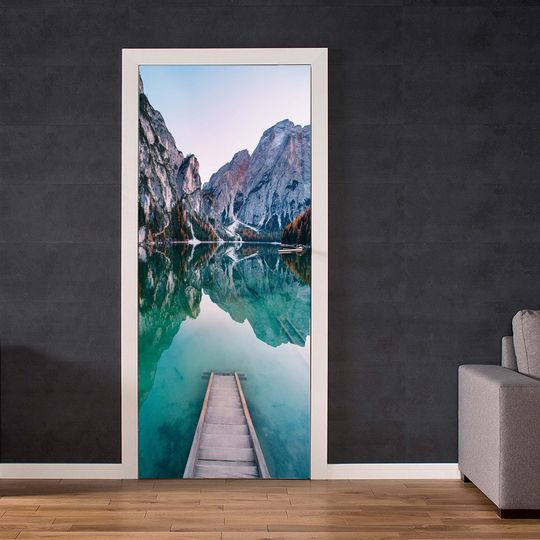 Discover Mountains Lake Self-adhesive Door Stickers