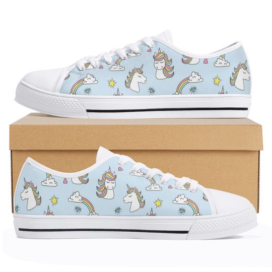 Discover Unicorn Head Women's Low Top Sneakers
