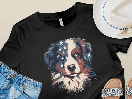 Discover Aussie Shirt, American Flag Tee, Australian Shepherd Shirt