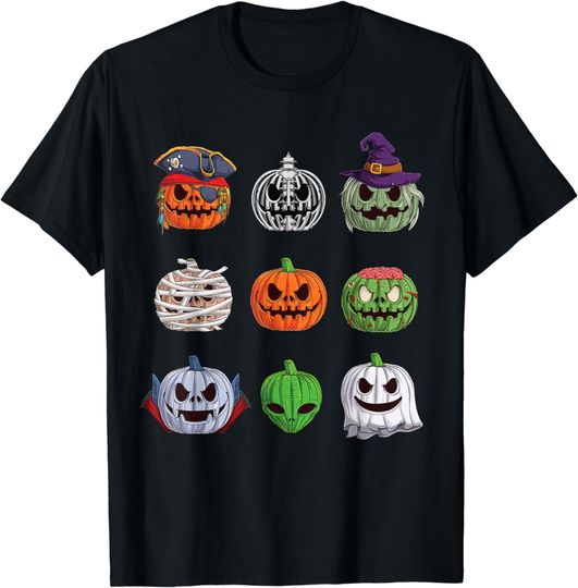 Discover Funny Halloween costume Women Kids Men Pumpkin characters T-Shirt