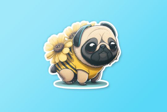 Discover Cute Bumble Pug Bee Sticker
