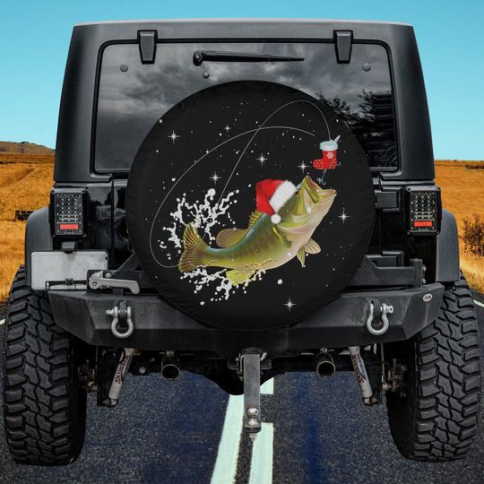 Discover Funny Bass Fishing Santa Hat Christmas Pajama Fishermen Spare Tire Cover