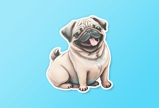 Discover Cute Smiling Pug Sticker