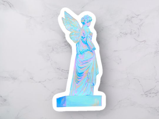 Discover faerie statue ii - blue vinyl waterproof sticker