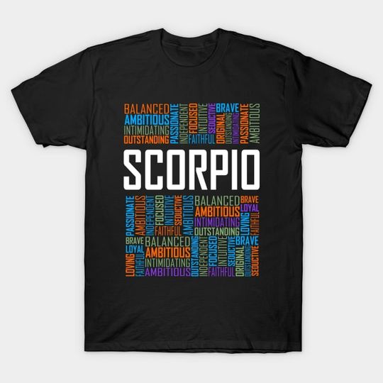 Discover Scorpio Zodiac Words - Scorpio - T-Shirt