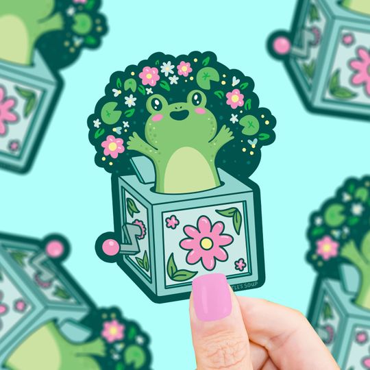 Discover Lily Pad Pond Frog Jack in the Box Stickers