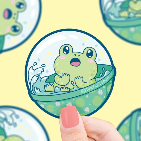 Discover Frog Toy Capsule Vinyl Sticker, Laptop Decals