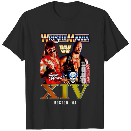Discover New Wrestling Entertainment WrestleMania XIV 1998 Stone Cold Shawn Michaels Vintage T-shirt