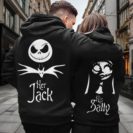 Discover Valentine Couple Hoodie, His Sally And Her Jack Couple Hoodies