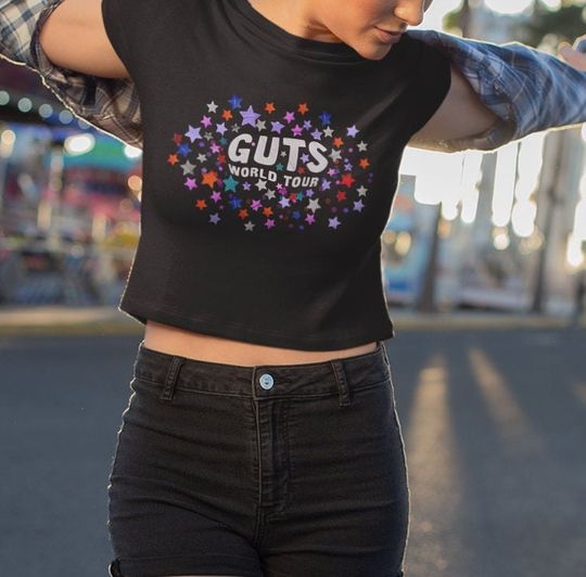 Discover Olivia Rodrigo Guts Tour Flowy Cropped Tee