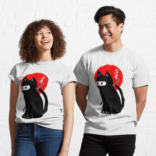 Discover Black Ninja cat Funny Black Cat T-Shirt