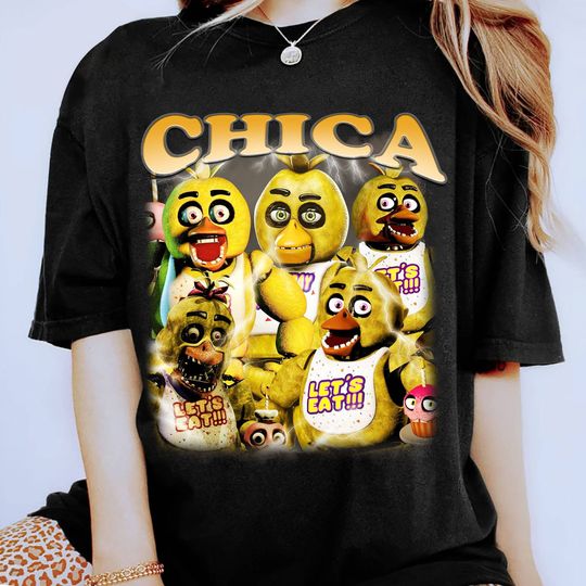 Discover Vintage Fnaf Chica Shirt, Homage Five Nights at Freddy Chica Shirt