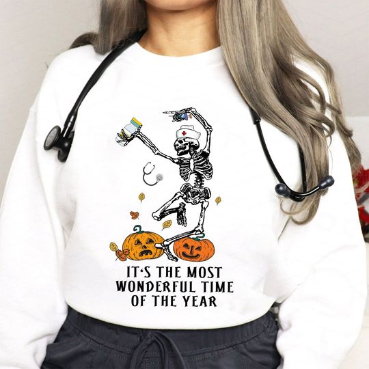 Discover Its The Most Wonderful Time Of The Year Shirt, Skeleton Nurse Shirt
